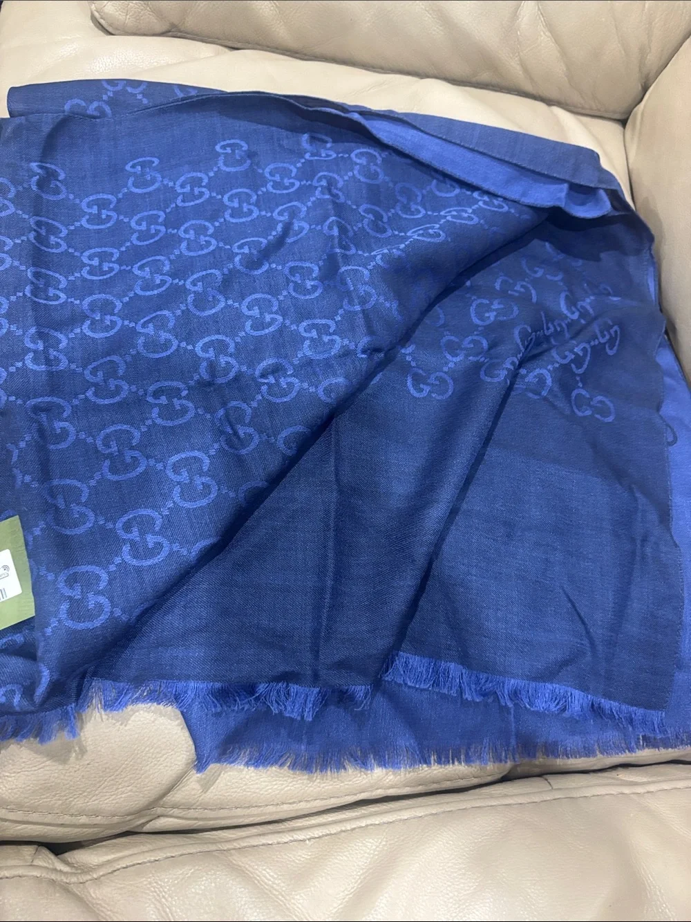 Gucci Unisex Deep Blue GG Jacquard Scarf 18x70 inches